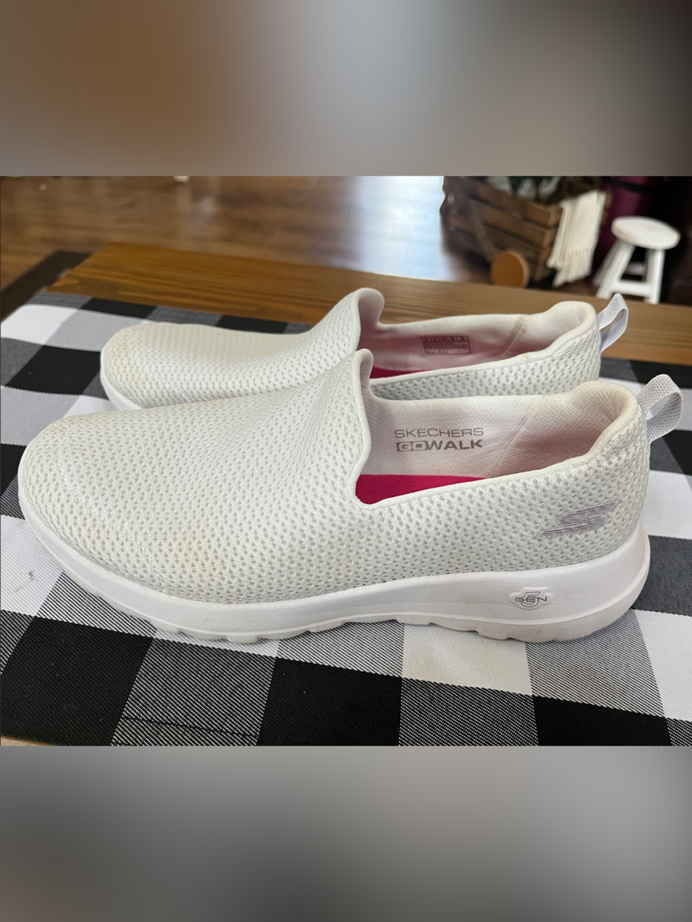 Skechers White Slip-On Sneakers with Pink Lining - Picture 5 of 5